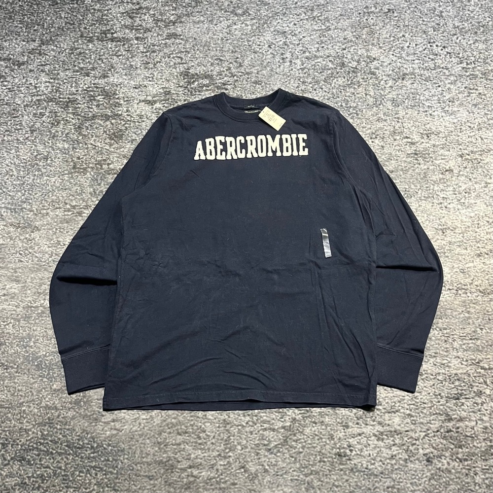 NWT Abercrombie and Fitch Long Sleeve Shirt Mens XXL Navy Blue Vintage Y2K